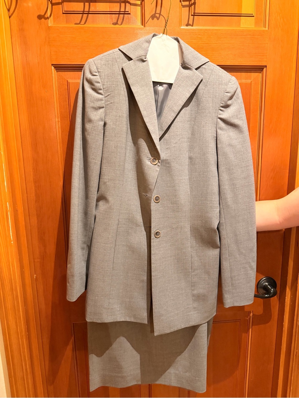 Vintage Caslon Gray Wool Blend Skirt Suit Size 4 Nordstrom Blazer Career Set